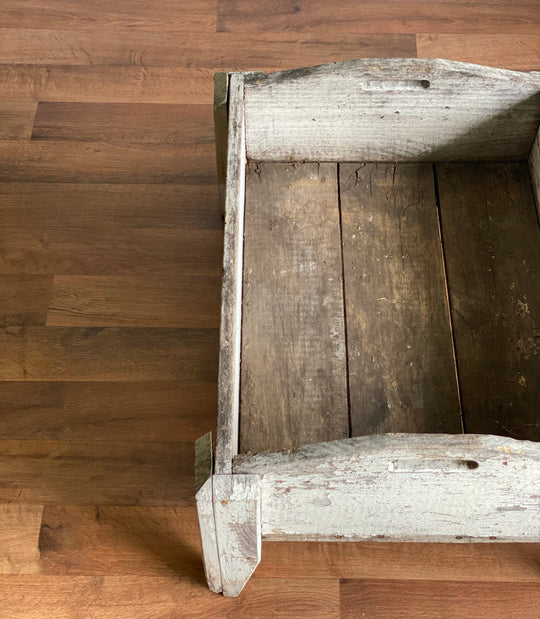 vintage grey wood footed planter