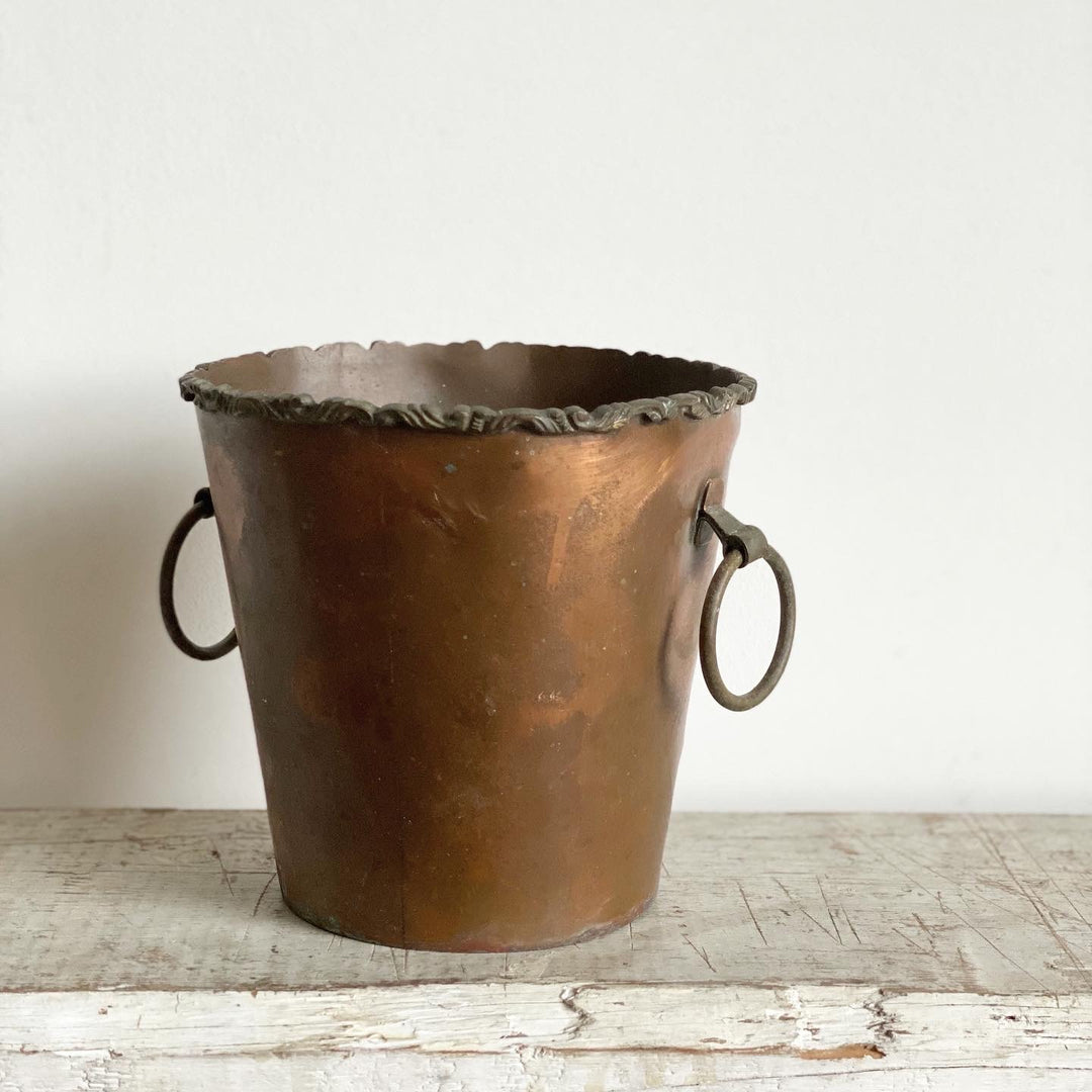 vintage ring handled copper bucket