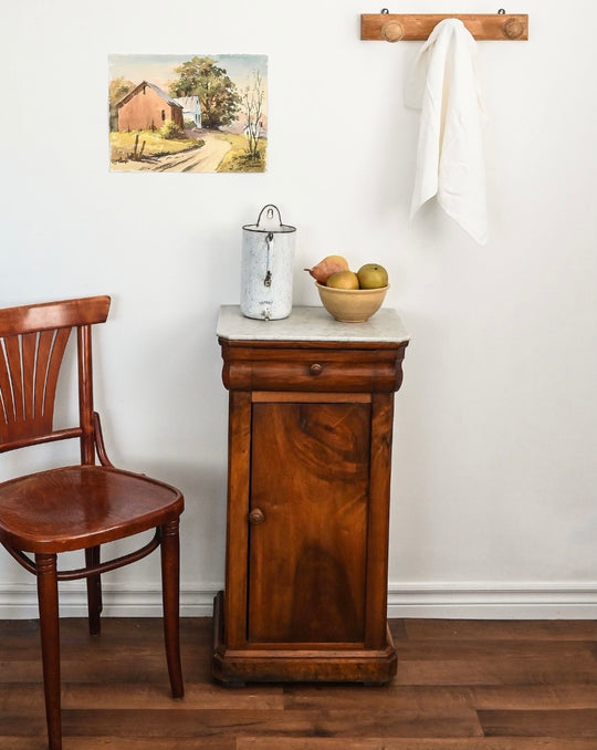 19th century Louis Philippe marble and walnut side table