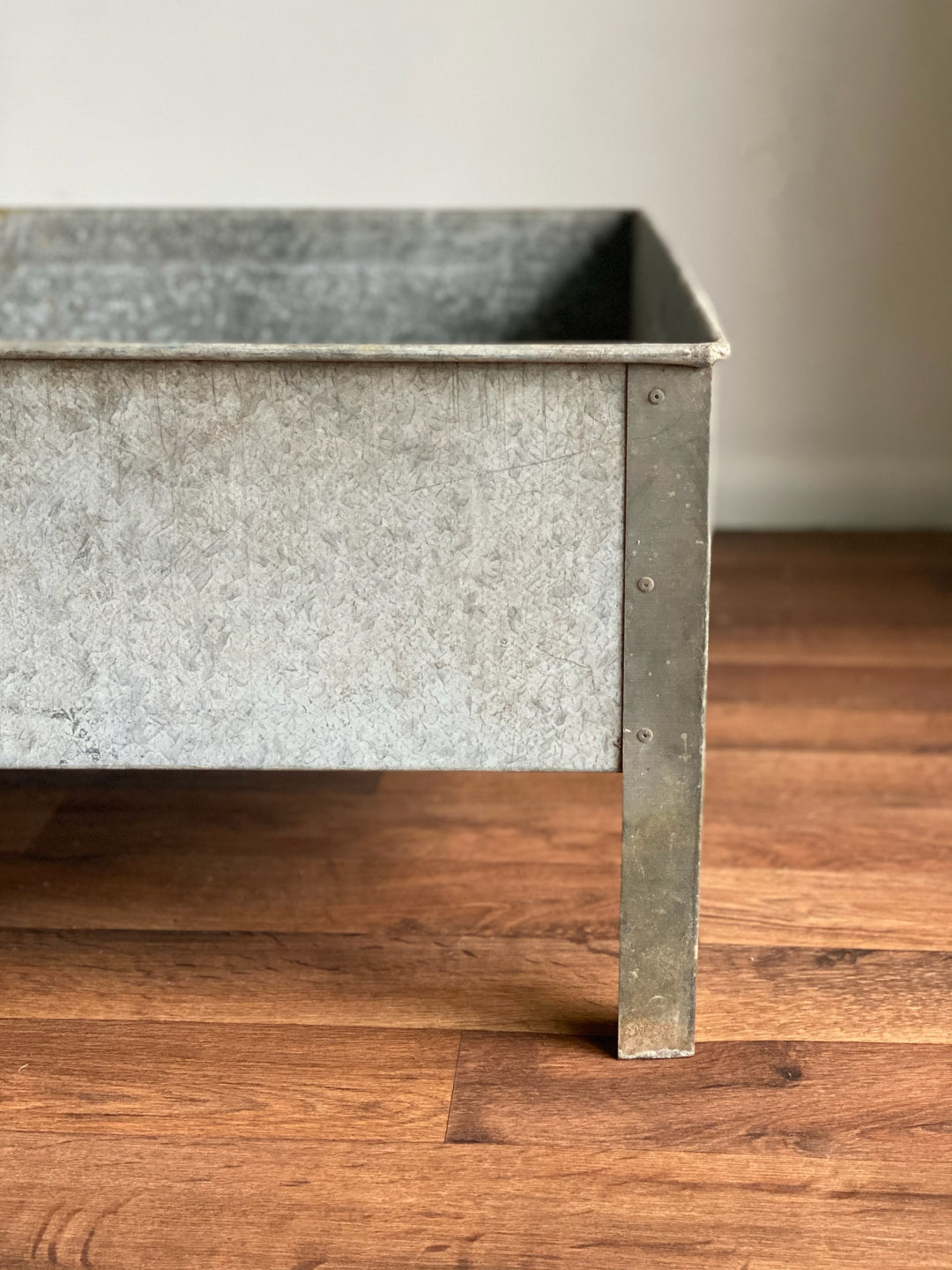 vintage galvanized footed planter
