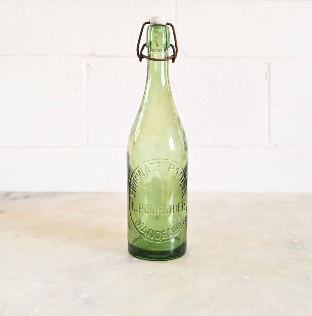 antique brasserie bottle with porcelain lid