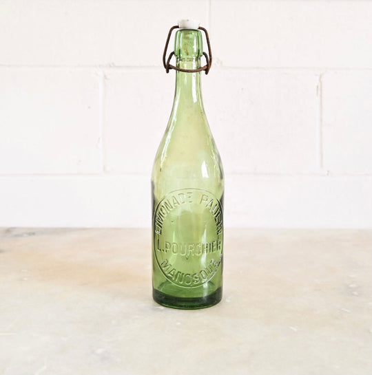 antique brasserie bottle with porcelain lid