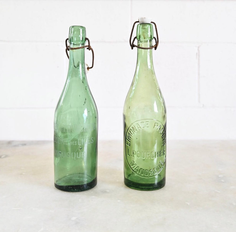 antique brasserie bottle with porcelain lid