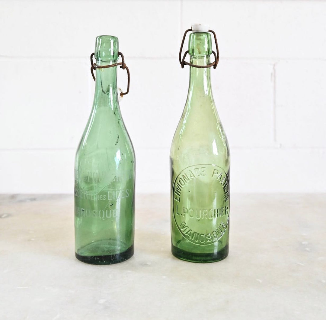 antique brasserie bottle with porcelain lid
