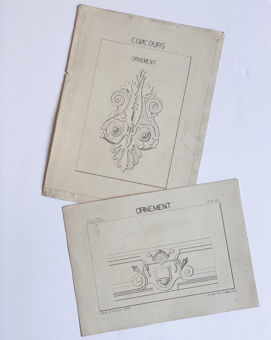 antique architectural studies, set of two