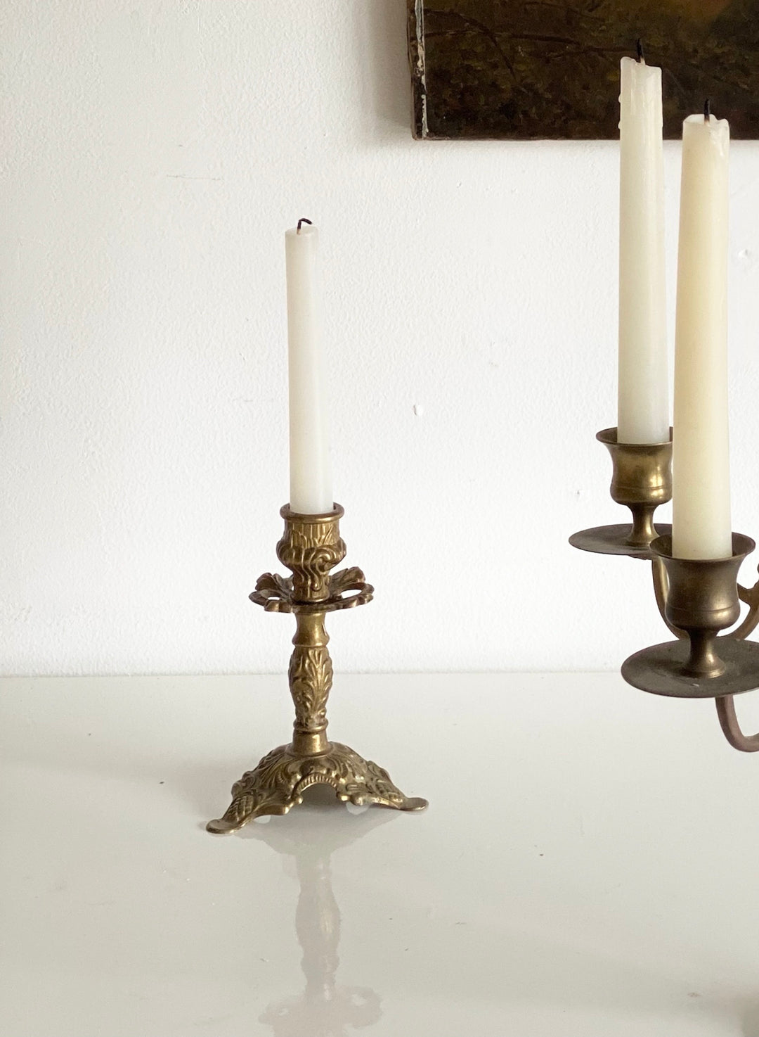 vintage French brass candlestick