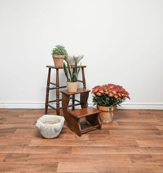 vintage hand turned convertible step stool