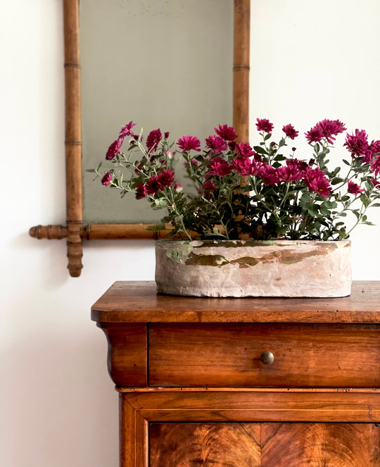 antique french terra cotta garden trough
