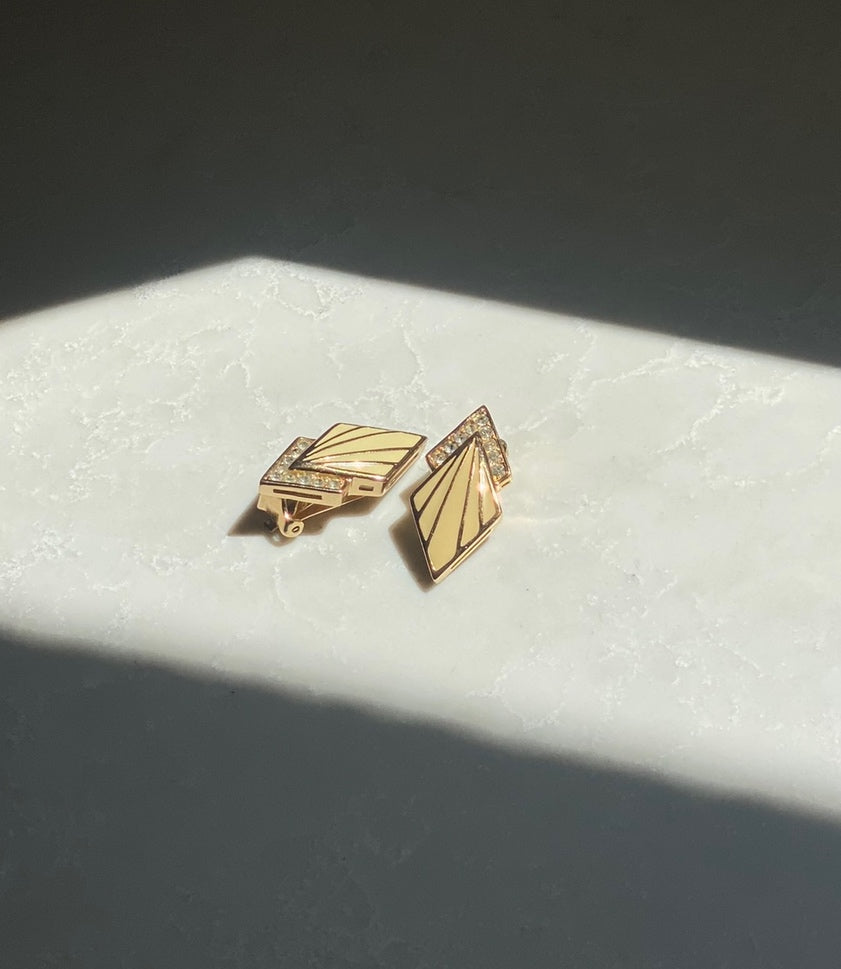 vintage 1980s Christian Dior enamel & rhinestone art deco earrings