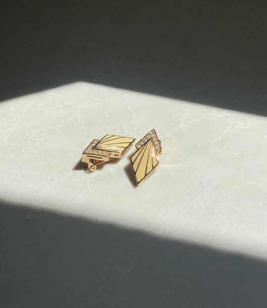 vintage 1980s Christian Dior enamel & rhinestone art deco earrings
