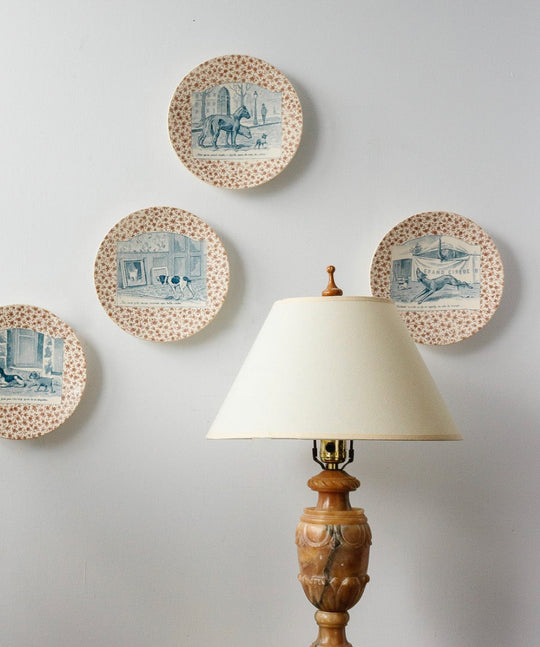 rare 19th century French Sarreguemines ironstone “chien” talking plate