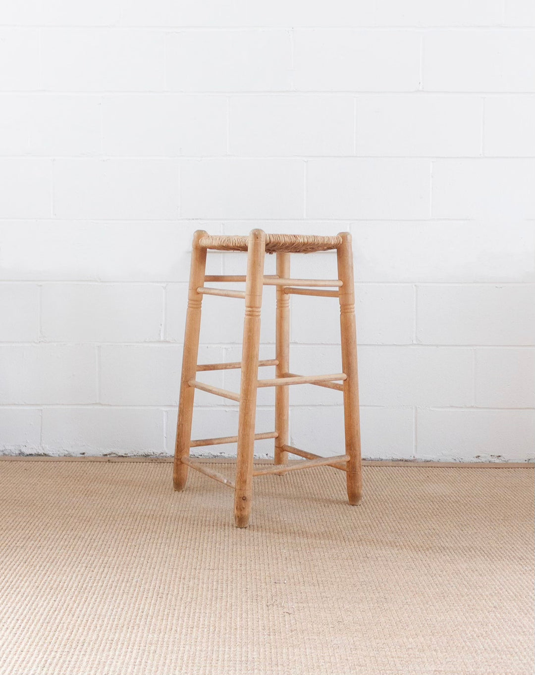 1960s French maple and rush stool