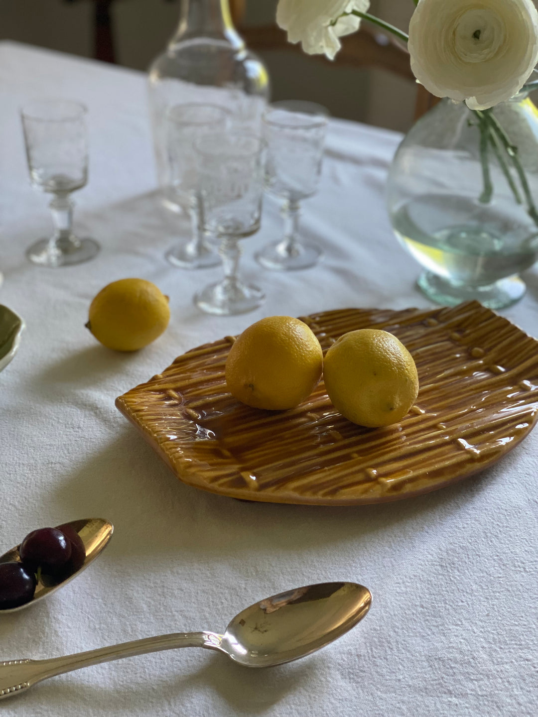 1950s French Vallauris “woven” majolica tray