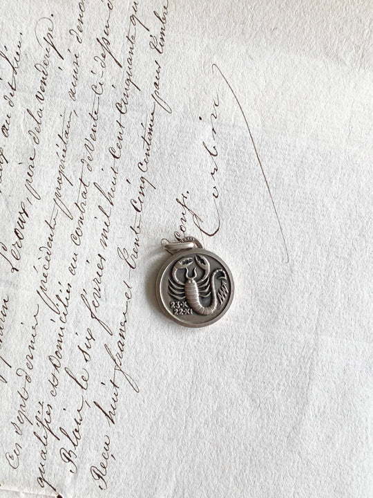 1950s French 800 silver Scorpio astrological pendant