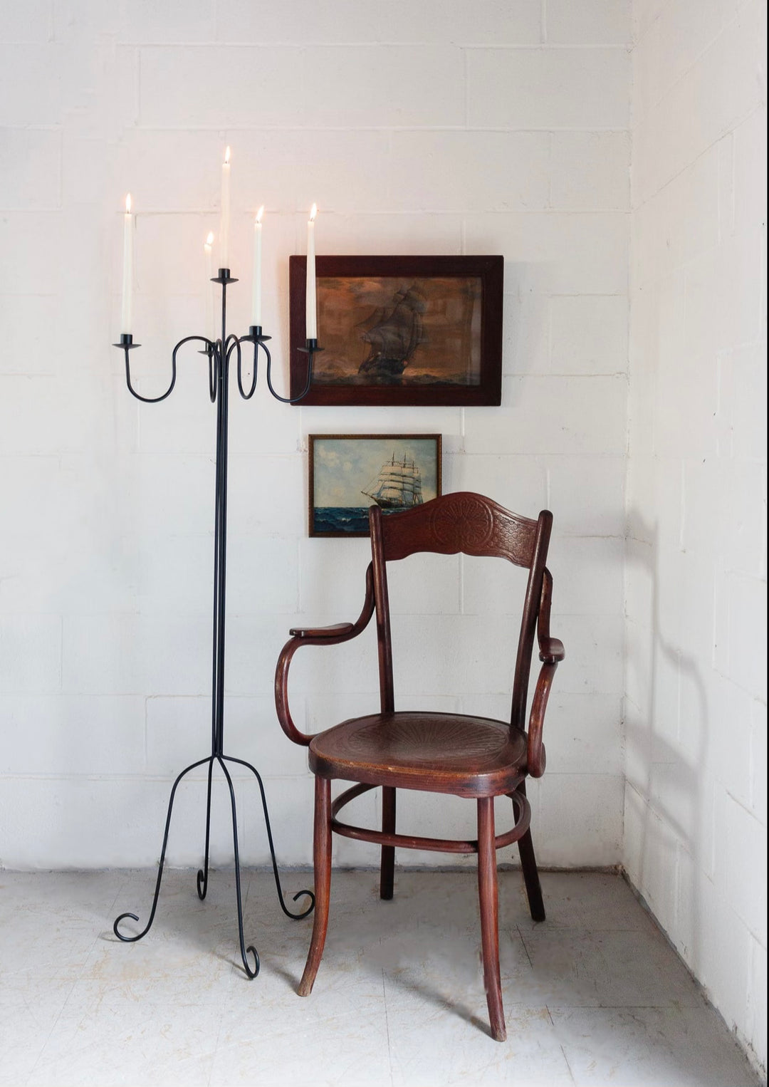 vintage sculptural floor candelabra