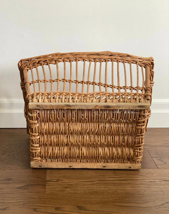 antique French open weave market basket