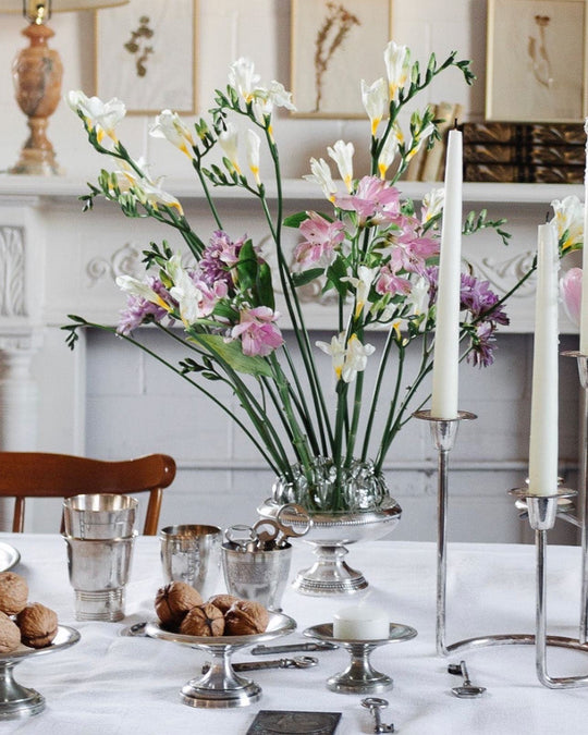 extra large antique French hotel silver flower frog