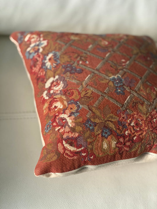 1950s French tapestry pillow