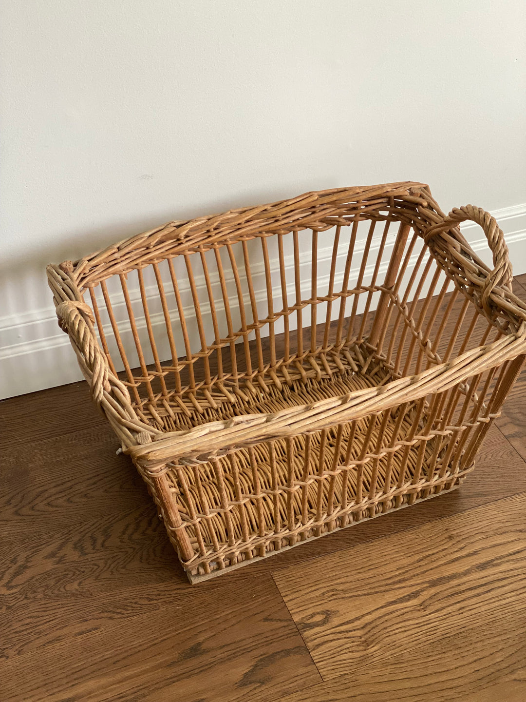 antique French open weave market basket