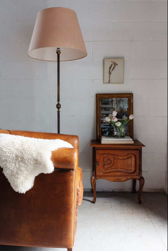 vintage European sheepskin leather club chair