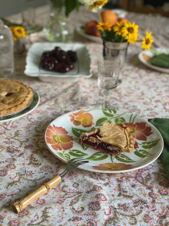 rare 1940s French Orchies faience dinner plates, set of 4