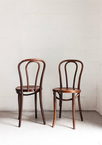 turn of the century bentwood bistro chairs, matching set of four