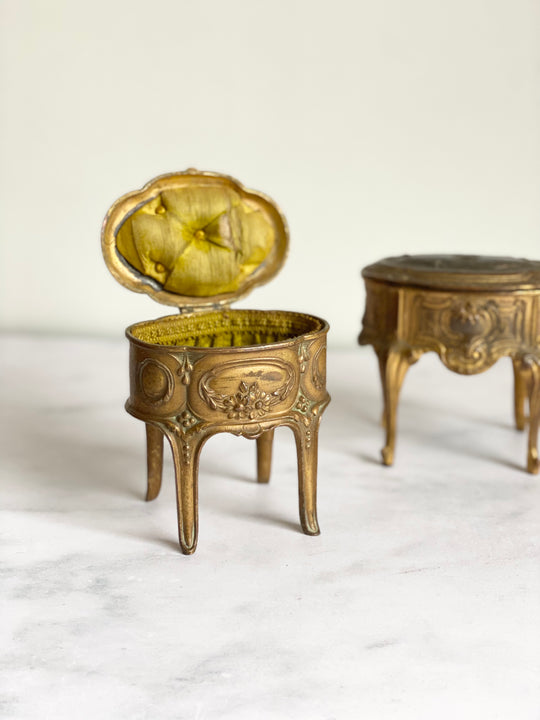 antique Napoleon III gilt ormolu bijoux casket