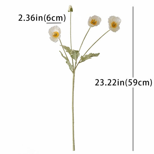 DUYONE Artificial Flowers 6 Stems Poppy Silk Bouquet,for Wedding, Home, Party Decoration,Table Centerpiece Arrangement(White)