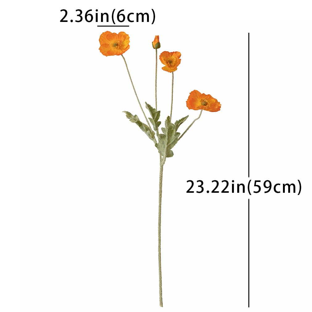 DUYONE Artificial Flowers 6 Stems Poppy Silk Bouquet,for Wedding, Home, Party Decoration,Table Centerpiece Arrangement(White)