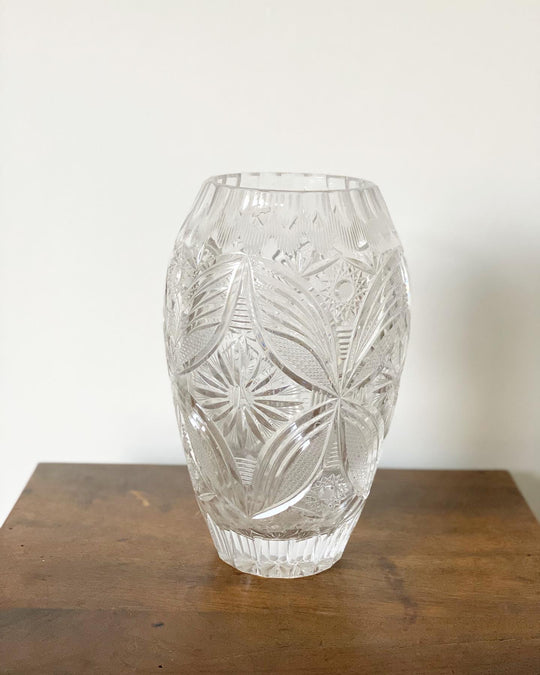 vintage french cut glass florist's vase