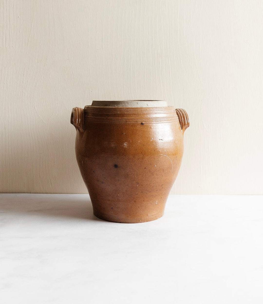 antique French large stoneware confit pot