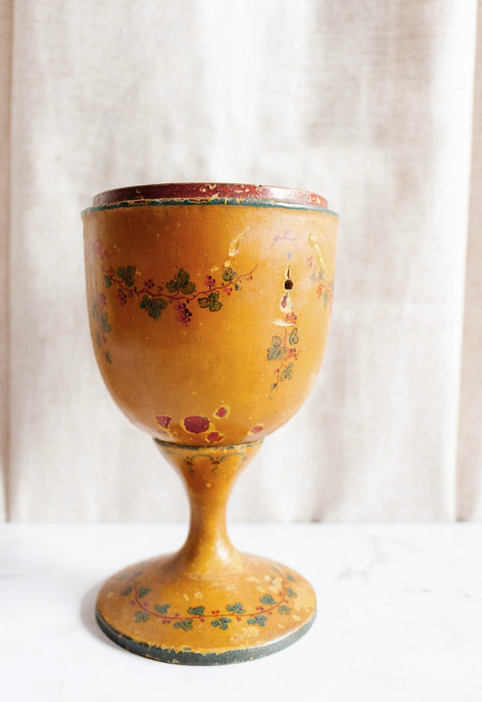 rare pair of 19th century Italian polychrome wood chalices