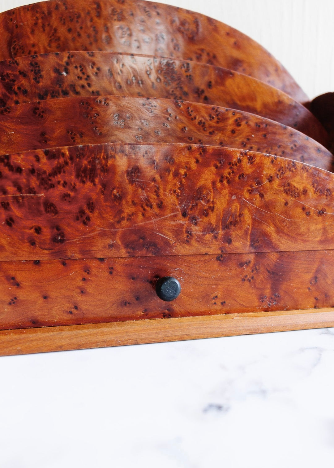 rare 1930s French burl elm wood desk set