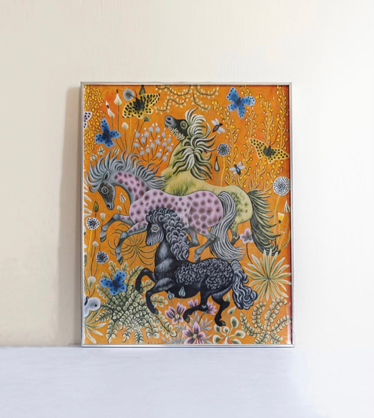 vintage Dom Robert aubusson tapestry print "la chasse aux papillons"