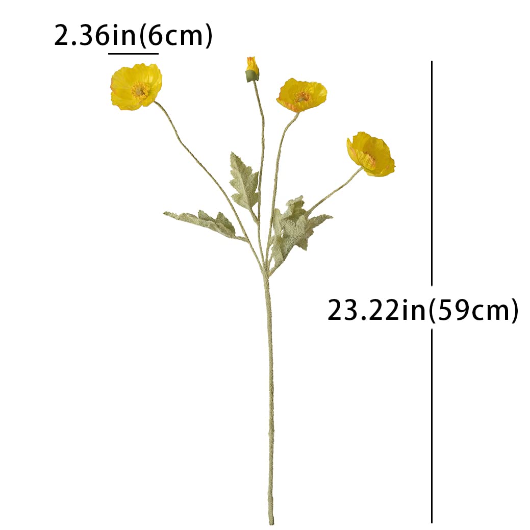 DUYONE Artificial Flowers 6 Stems Poppy Silk Bouquet,for Wedding, Home, Party Decoration,Table Centerpiece Arrangement(White)