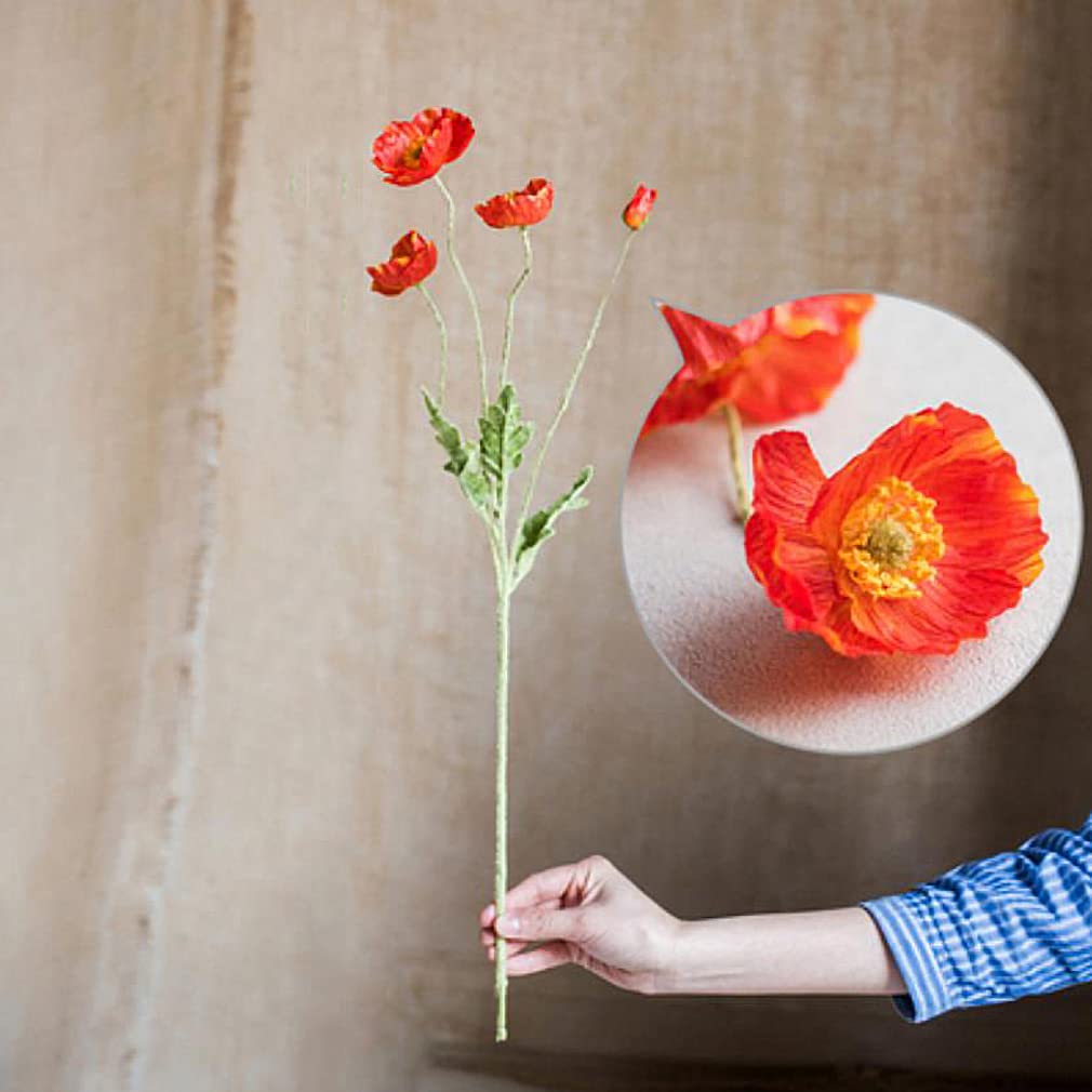 DUYONE Artificial Flowers 6 Stems Poppy Silk Bouquet,for Wedding, Home, Party Decoration,Table Centerpiece Arrangement(White)