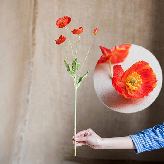 DUYONE Artificial Flowers 6 Stems Poppy Silk Bouquet,for Wedding, Home, Party Decoration,Table Centerpiece Arrangement(White)