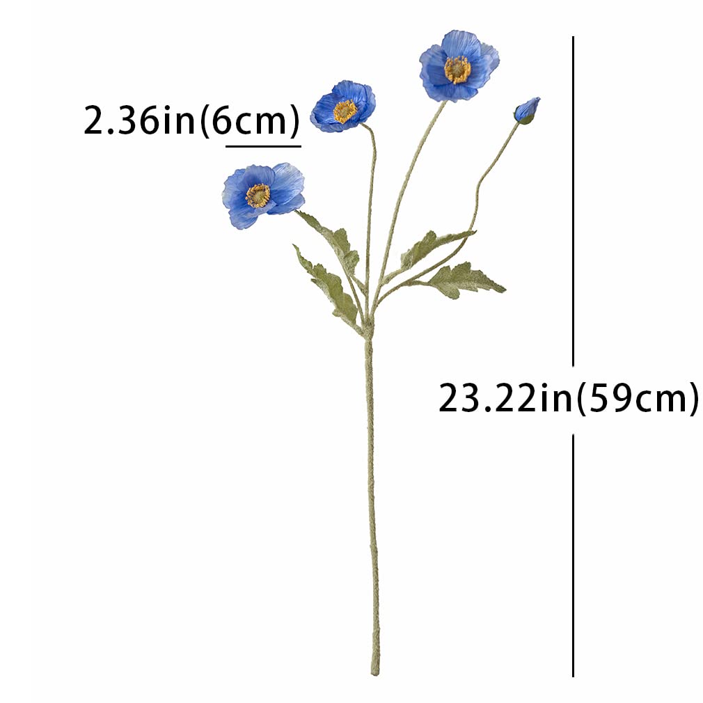 DUYONE Artificial Flowers 6 Stems Poppy Silk Bouquet,for Wedding, Home, Party Decoration,Table Centerpiece Arrangement(White)