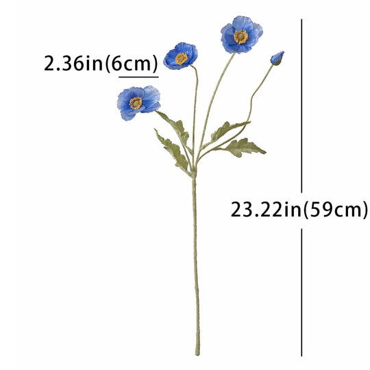 DUYONE Artificial Flowers 6 Stems Poppy Silk Bouquet,for Wedding, Home, Party Decoration,Table Centerpiece Arrangement(White)