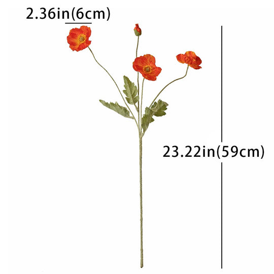 DUYONE Artificial Flowers 6 Stems Poppy Silk Bouquet,for Wedding, Home, Party Decoration,Table Centerpiece Arrangement(White)