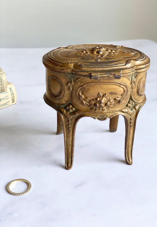 antique Napoleon III gilt ormolu bijoux casket