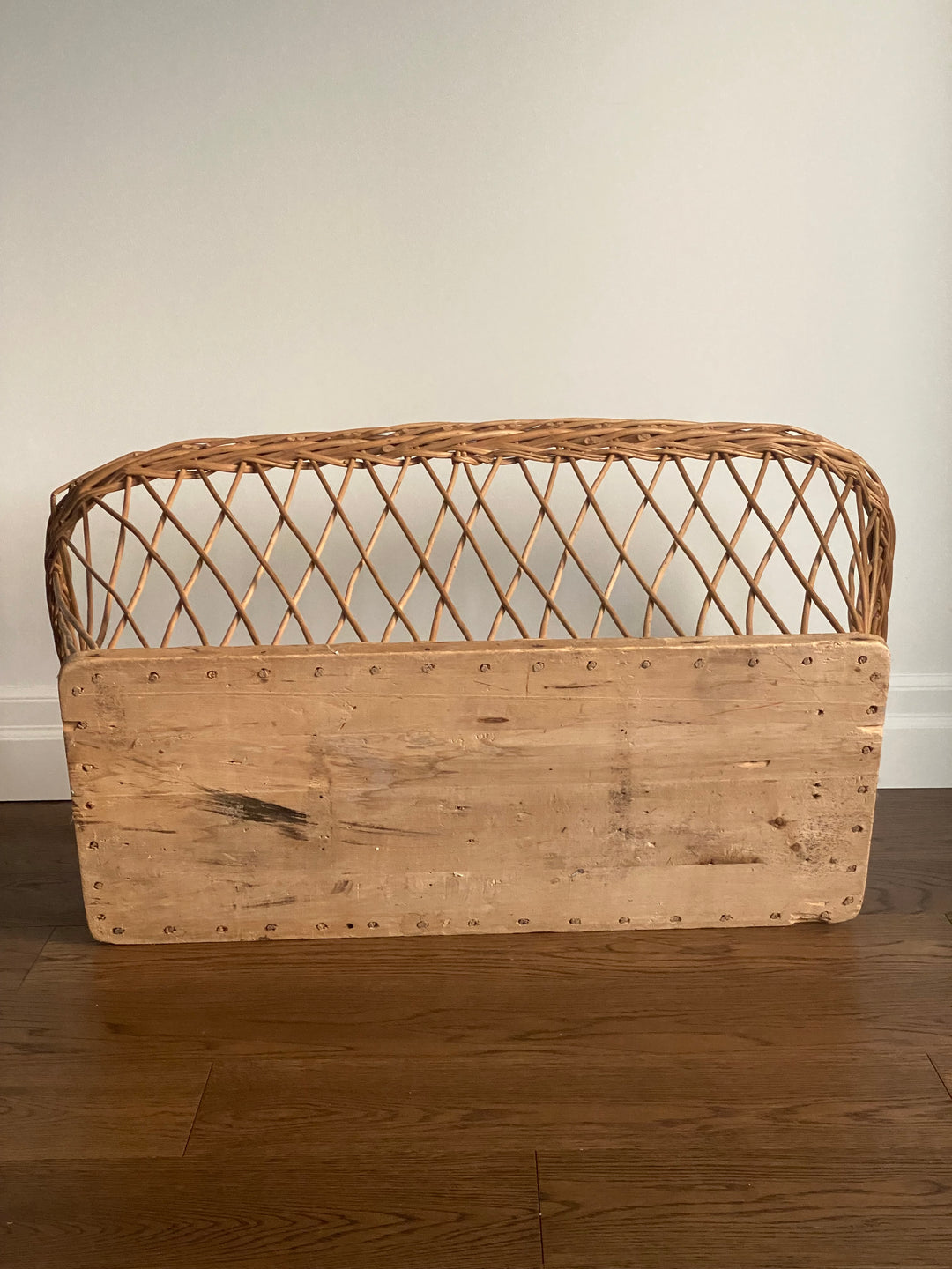 19th century European open weave willow woven basket