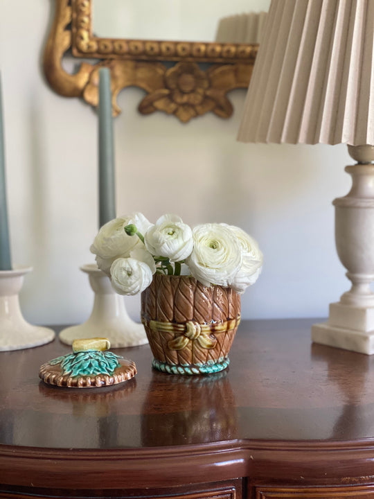 19th century French majolica tobacco jar