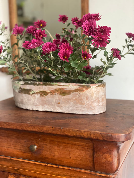 antique french terra cotta garden trough