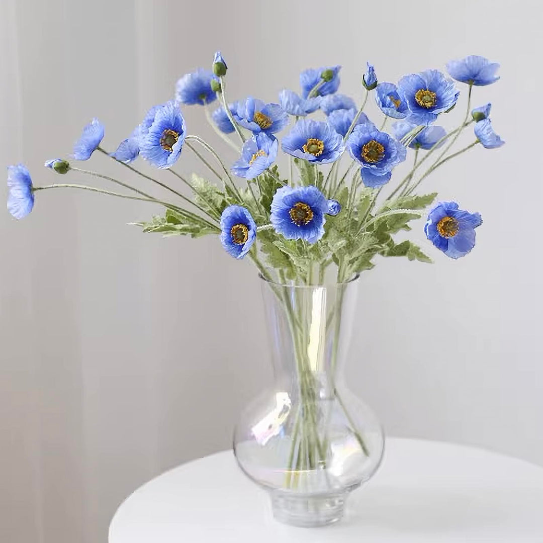 DUYONE Artificial Flowers 6 Stems Poppy Silk Bouquet,for Wedding, Home, Party Decoration,Table Centerpiece Arrangement(White)