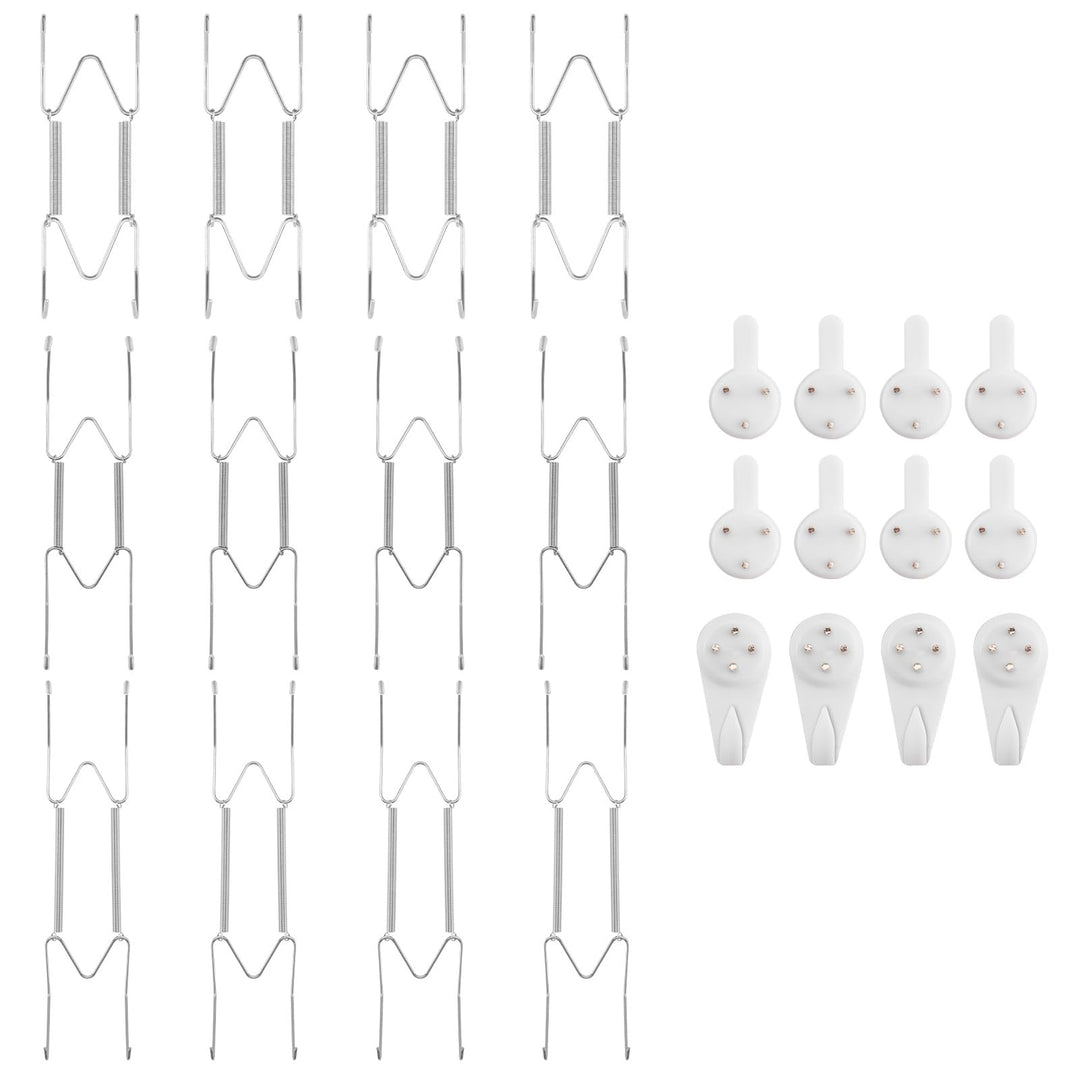 Bilillo 12-Piece Stainless Steel Wall Plate Hangers, 6/8/10Inch Invisible Decorative Wire Plate Holders, Gold