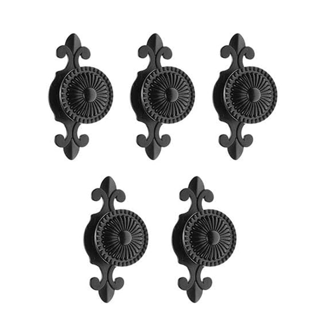 Kitchen Cabinet Knobs Pulls with Backplate, 2 in 1 Retro Round Metal Knob Pull Handle for Antique Dresser Drawer Cabinet Cupboard Wardrobe Door Room Hardware Decoration,5-Pack, Bronze