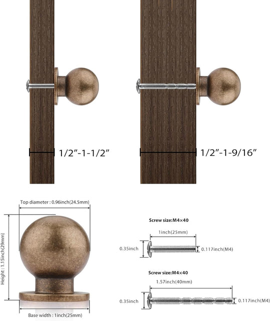 goldenwarm 10 Pack Antique Bronze Cabinet Knobs Antique Brass Knobs for Dresser Drawers Gold Kitchen Cabinet Knobs Vintage Dresser Handles and Knobs Zinc Alloy Single Hole Kitchen Cabinet Hardware