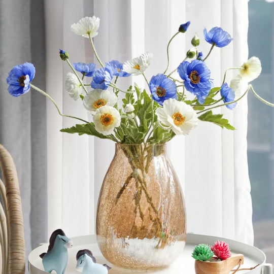 DUYONE Artificial Flowers 6 Stems Poppy Silk Bouquet,for Wedding, Home, Party Decoration,Table Centerpiece Arrangement(White)
