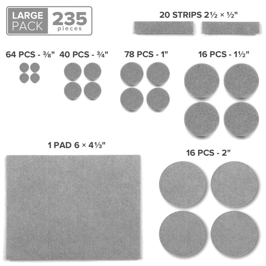 Felt Furniture Pads X-PROTECTOR 235 PCS Premium Furniture Pads - Felt Pads Furniture Feet Best Wood Floor Protectors - Protect Your Hardwood & Laminate Flooring!